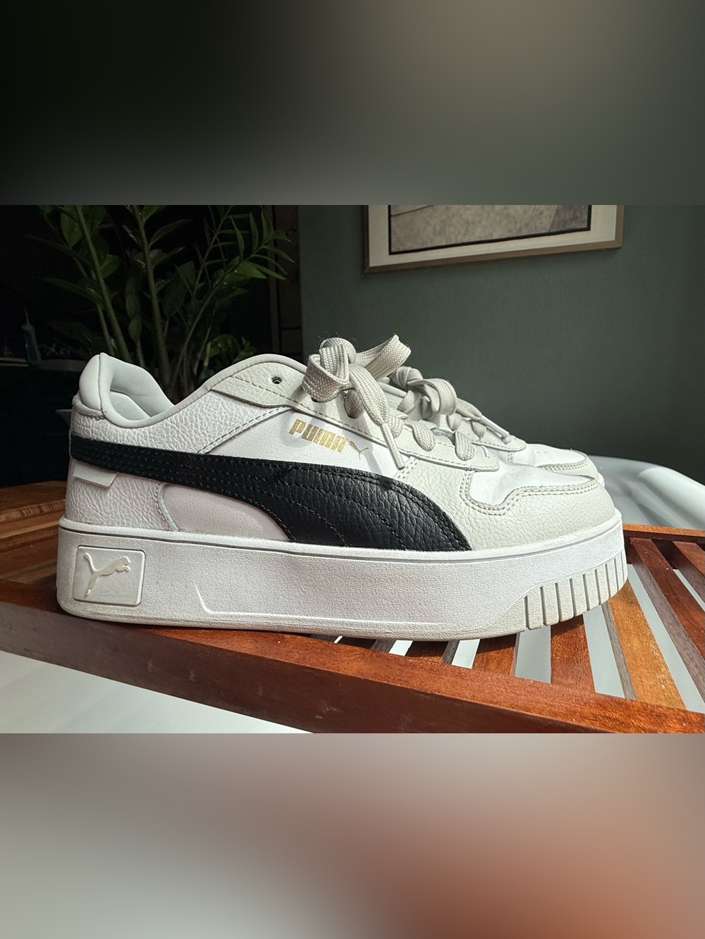 Puma White Sneakers with Black Formstrip - Women's Platform